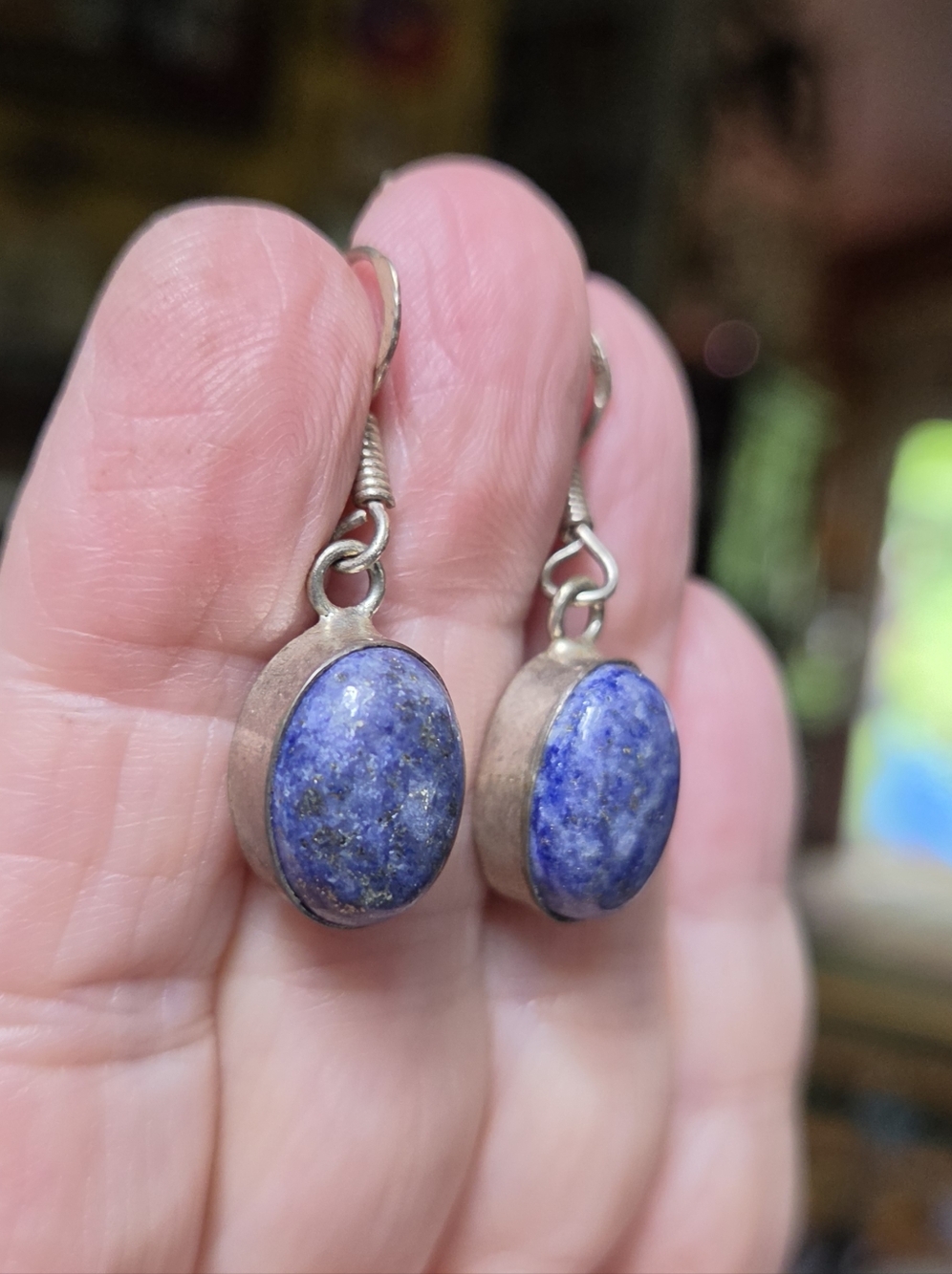 Lapis Lazul 16k Natural Sterling Earrings - Picture 6 of 10